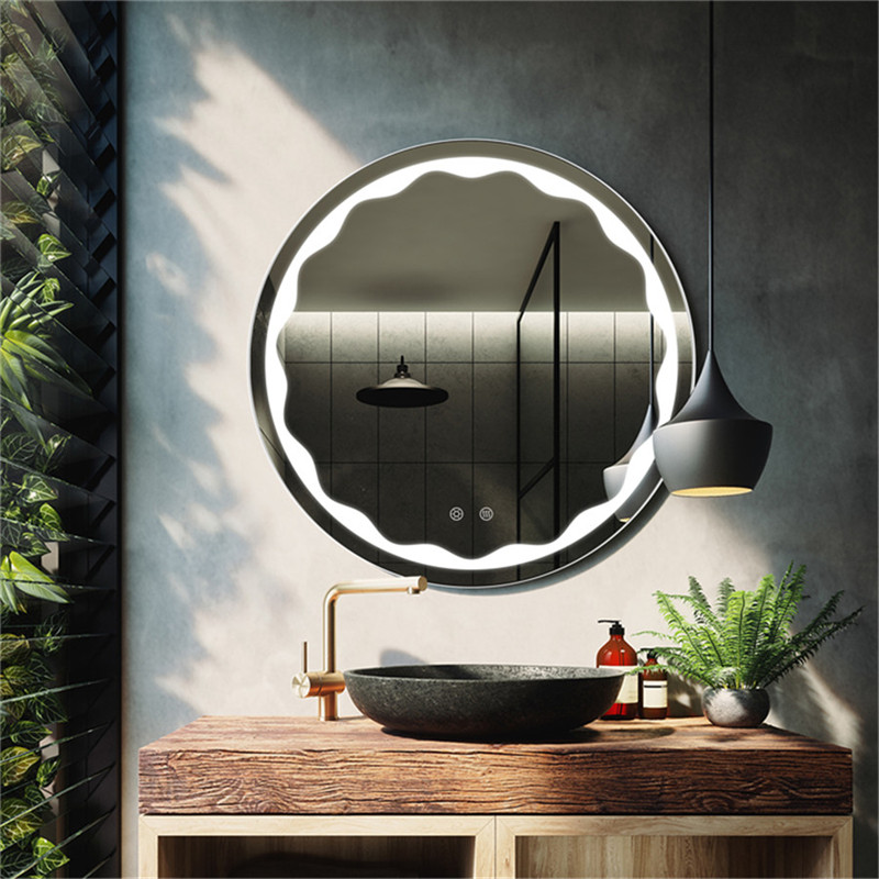 Хотел Кругъл LED лек грим Огледало, монтиран на стена Евтино огледало за баня