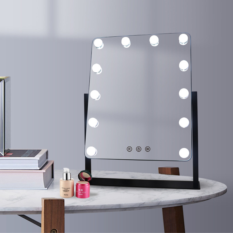 Amazon Best Sale Hollywood Vality LED Bulb Mirror Desktop Lighted Makeup Mirror